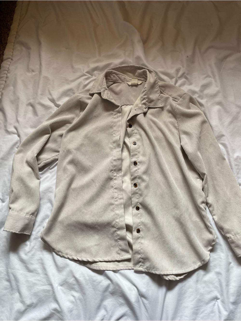H&M Cream Ribbed Button-Up Blazer Jacket